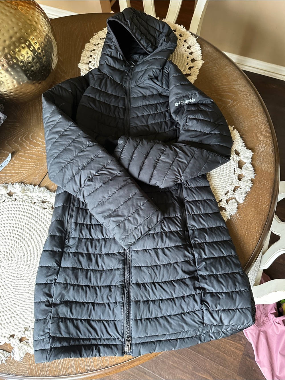 Columbia Women's Omni Heat Black Hooded Packable Puffer Coat